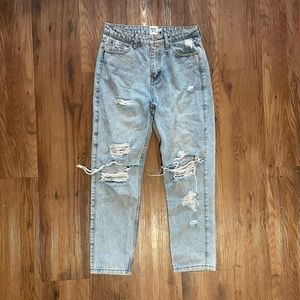 Princess Polly Straight Leg Light Wash Ripped Jeans in US size 4